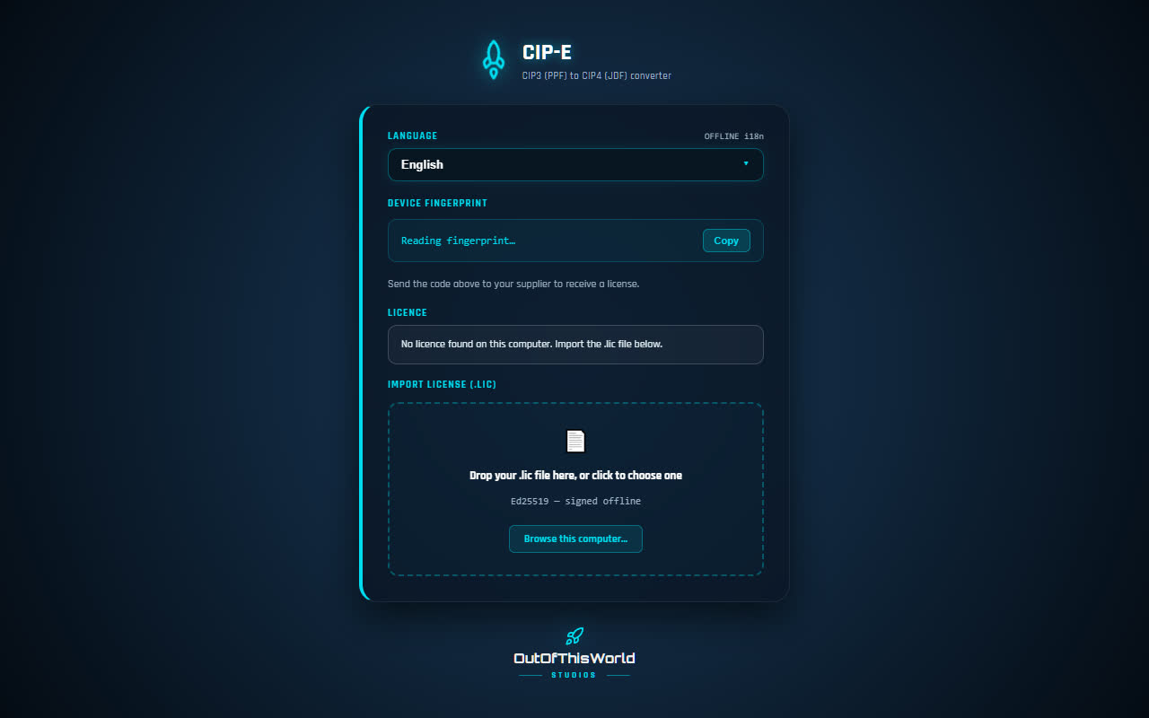 Activation: the machine code you send us, and where the licence file goes